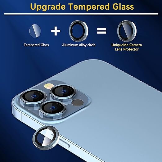 iPhone 13 Pro/iPhone 13 Pro Max - 9H Hardness HD Tempered Camera Protector Glass, Screen Protector High Definition Anti-Scratch Full Coverage Camera Metal Ring Set- 3