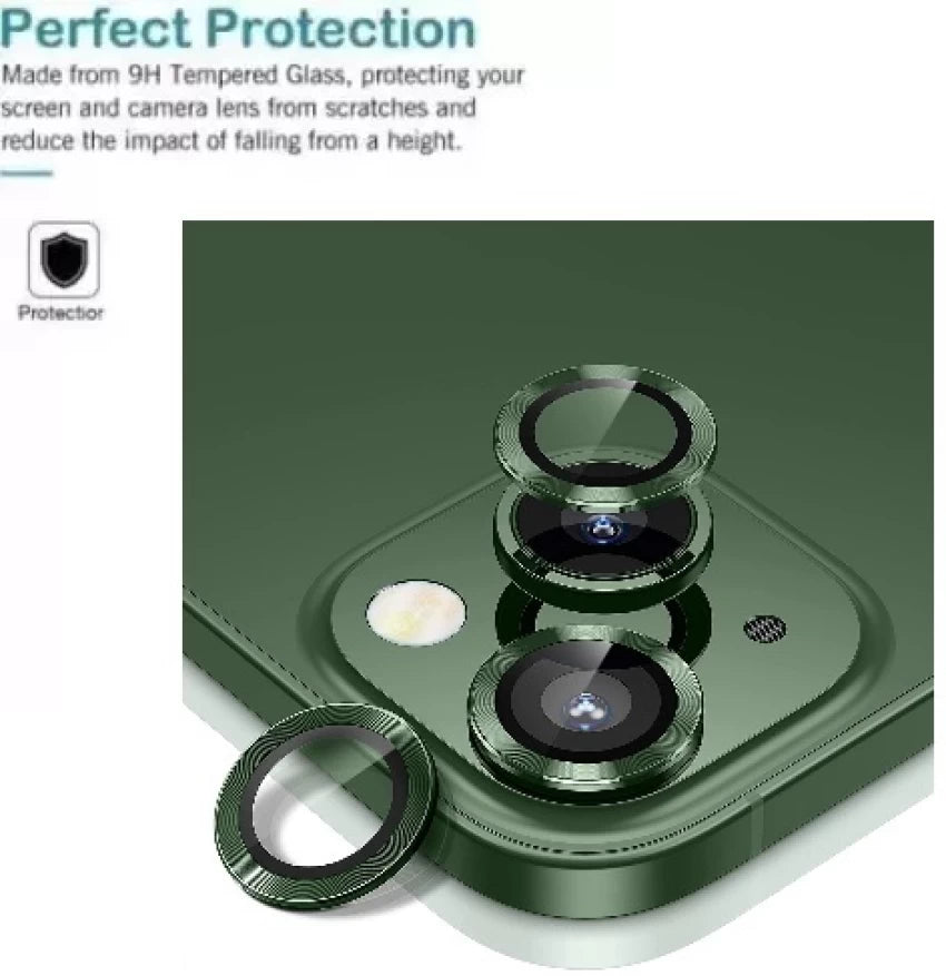 iPhone 13/13Mini/12 Pro Max -9H Hardness HD Tempered Camera Protector Glass, Screen Protector High Definition Anti-Scratch Full Coverage Camera Metal Ring Set- 2