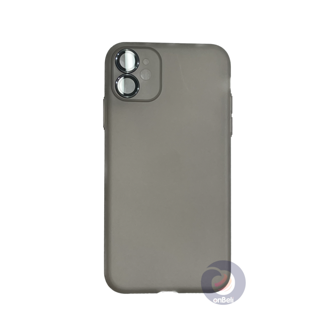 iPhone 11 Frosted Slim Matte Paper case with lenses, each encircled by rings with glass coverings