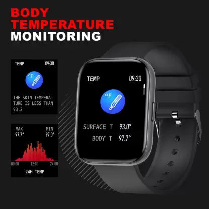 Fire-Boltt Mercury 1.7 ' Temperature, Spo2 Smartwatch (Black Strap, Regular)