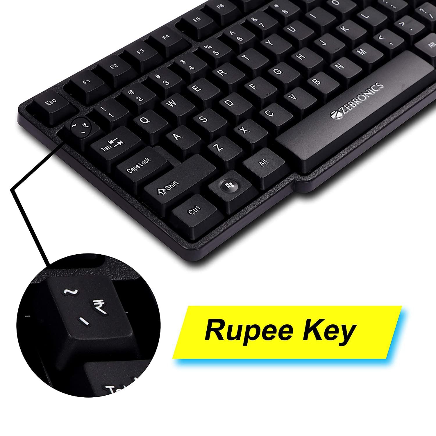 Zebronics Wired Keyboard and Mouse Combo with 104 Keys and a USB Mouse with 1200 DPI - JUDWAA 750 -A - onBeli
