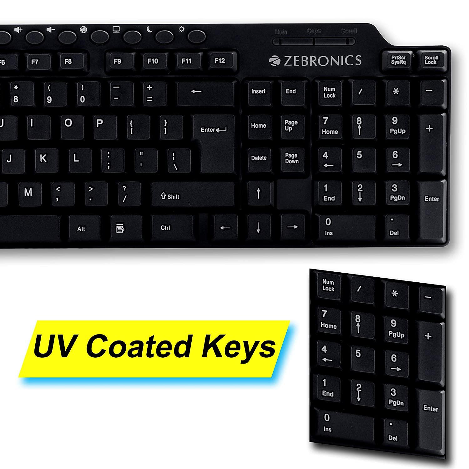 Zebronics ZEB-KM2100 Multimedia USB Keyboard Comes with 114 Keys Including 12 Dedicated Multimedia Keys & with Rupee Key - A - onBeli