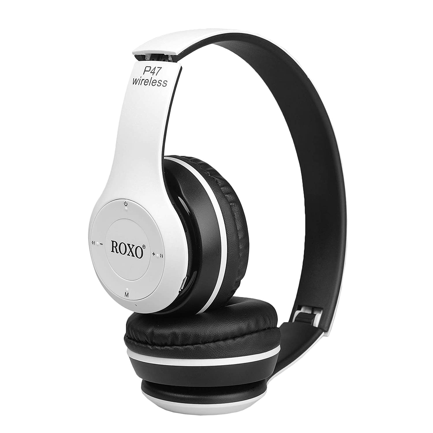 ROXO P47 Wireless Bluetooth Portable Sports Headphones with Microphone, Stereo Fm,Memory Card Support (White)