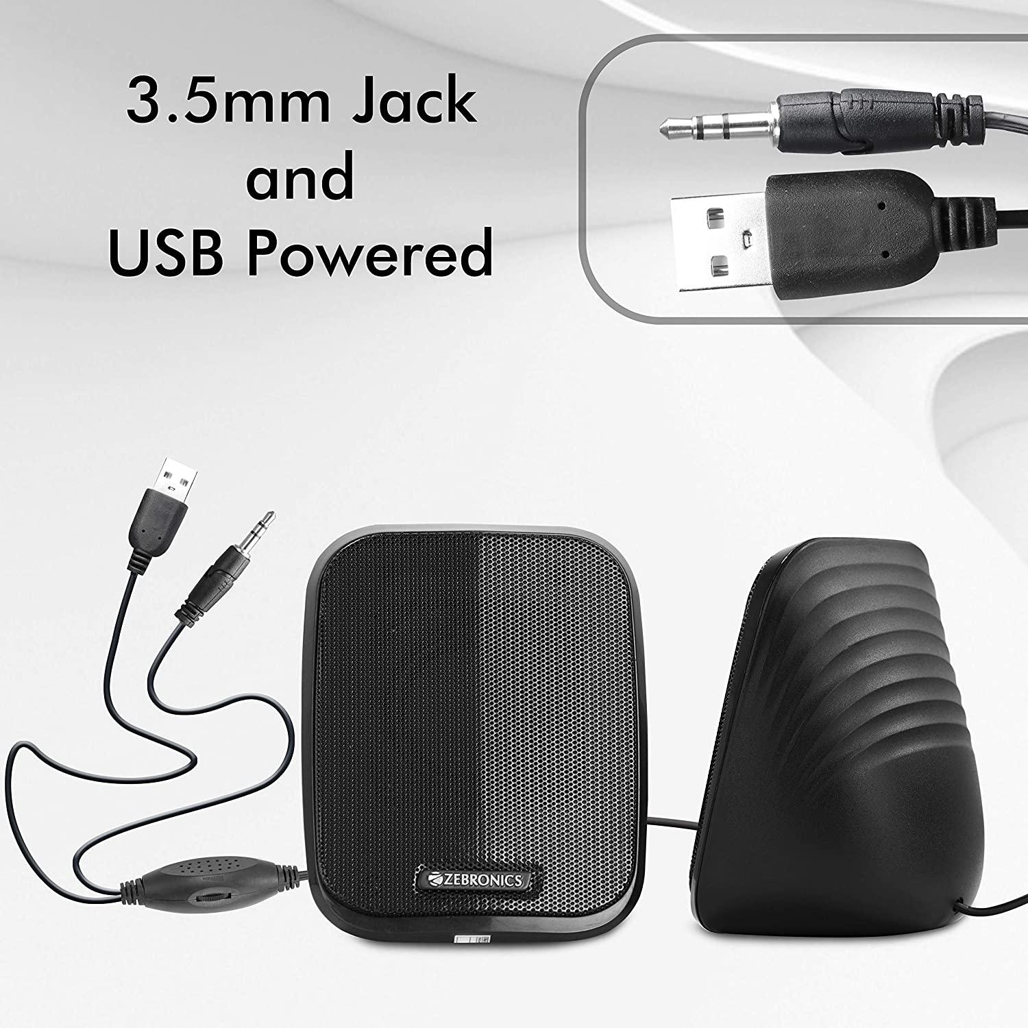 ZEBRONICS Zeb-Fame 5 watts 2.0 Multi Media Speakers with AUX, USB and Volume Control (Black) - A - onBeli