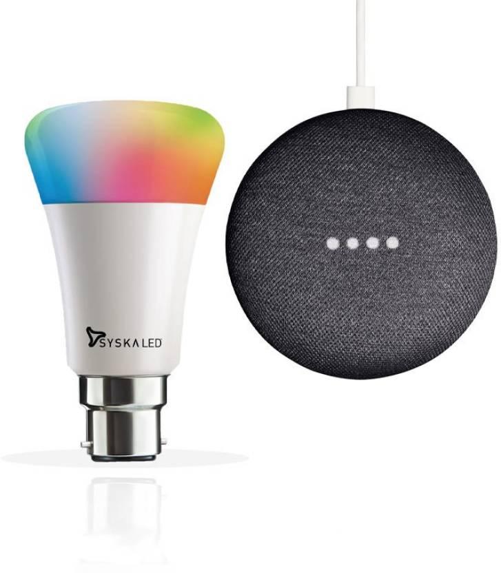 Syska LED Smart Bulb with Google Home Mini with Google Assistant Smart