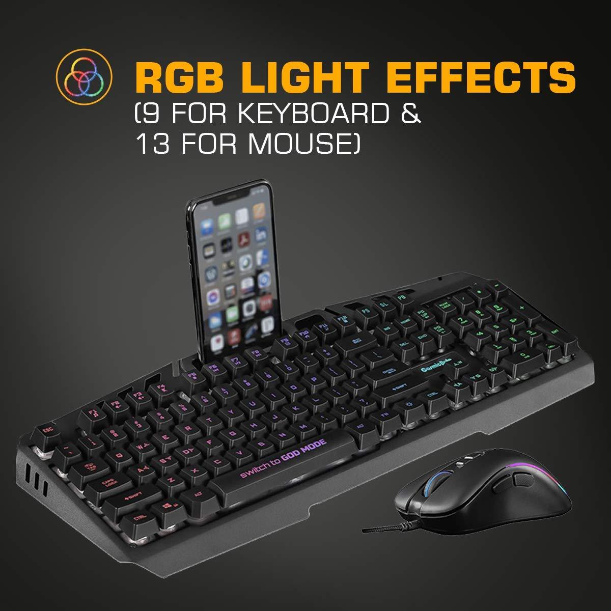 Cosmic Byte Dragon Fly RGB Aluminium Gaming Keyboard and Mouse Combo, 8 RGB Effects, 7 Button 7200 DPI Mouse with Software (Black) - onBeli