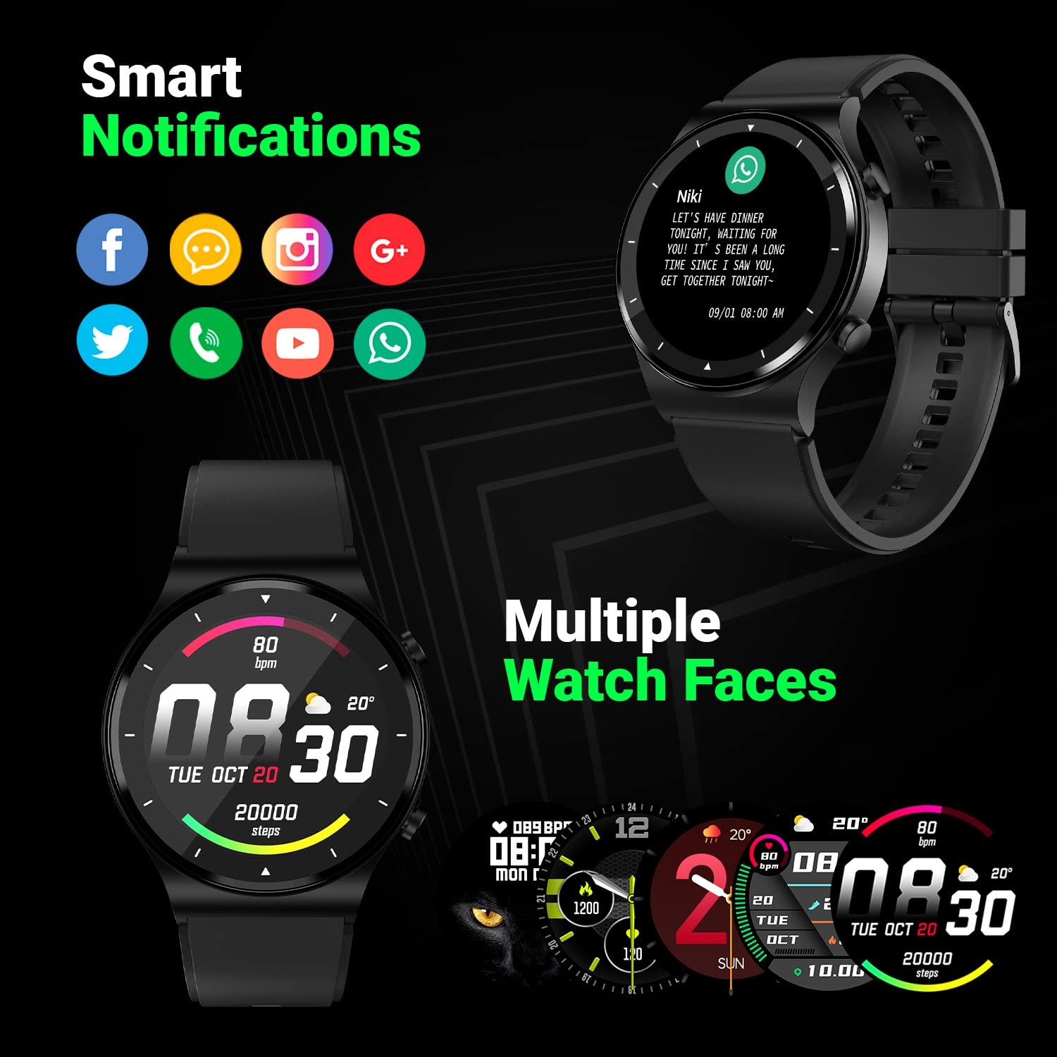 Fire-Boltt 360 Pro Bluetooth Calling, Local Music and TWS Pairing, 360*360 PRO Display Smart Watch with Rolling UI & Dual Button Technology, Spo2, Heart Rate & Temperature Monitoring (Tarnish NBlue) - A - onBeli