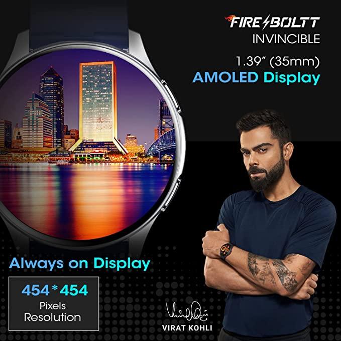 Fire-Boltt INVINCIBLE 1.39 AMOLED 454x454 Bluetooth Calling Smartwatch with ALWAYS ON, 100 Sports Modes, 100 Inbuilt Watch Faces & 8GB, (Navy S, Large, BSW020) - A - onBeli