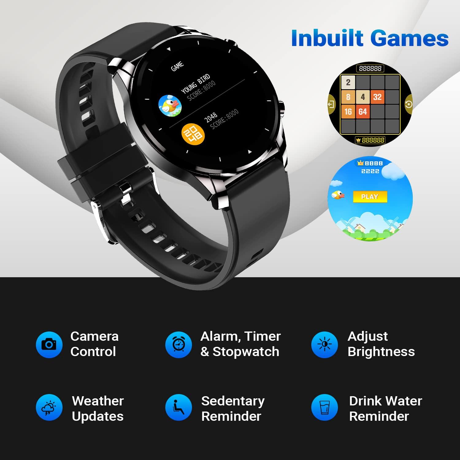 Fire-Boltt Thunder Bluetooth Calling Full Touch 1.32inch Amoled LCD Smartwatch with SpO2, Heart Rate & Sleep Monitoring, 30 Sports Modes, Black - onBeli