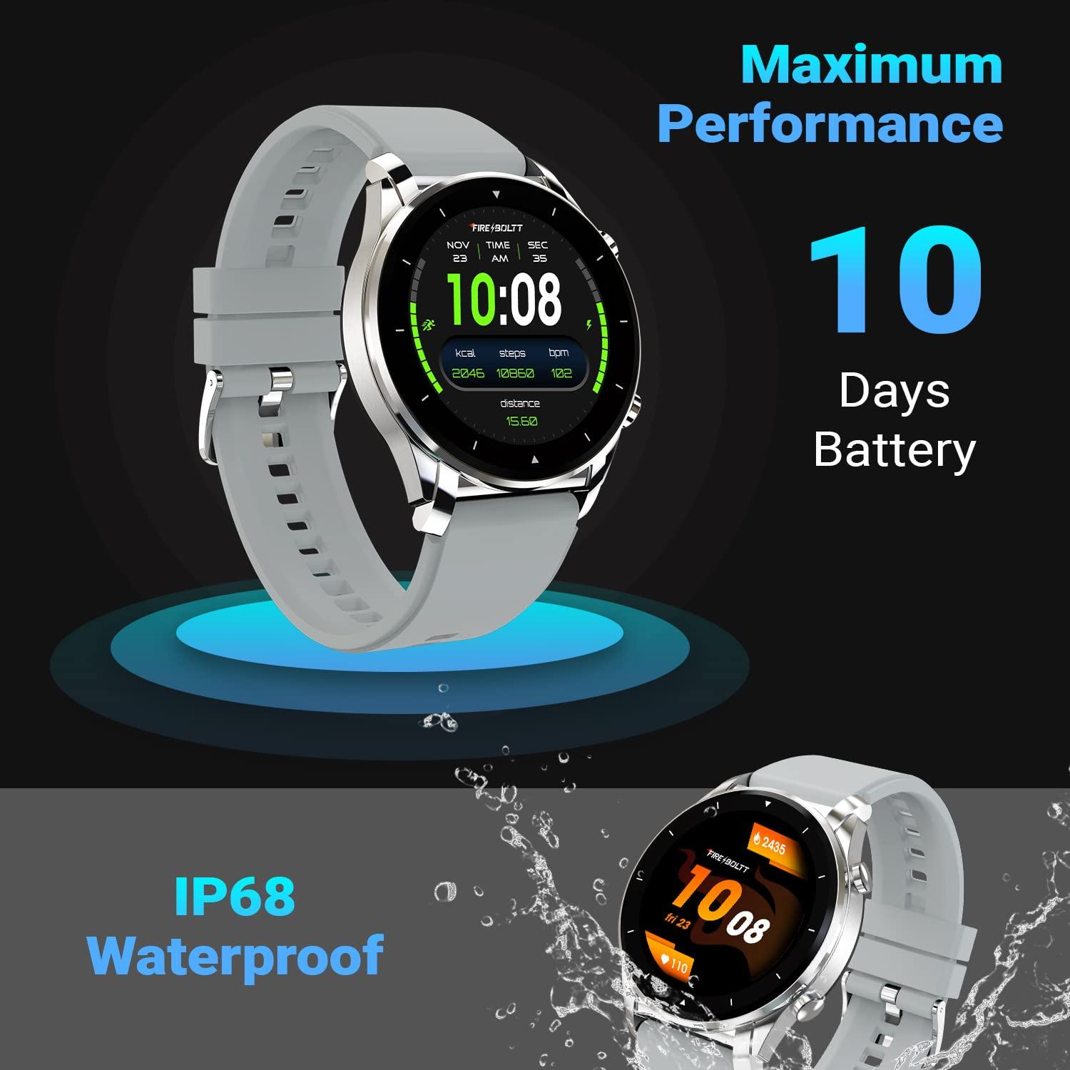 Fire-Boltt Thunder Bluetooth Calling Full Touch 1.32inch Amoled LCD Smartwatch with SpO2, Heart Rate & Sleep Monitoring, 30 Sports Modes Silver - onBeli