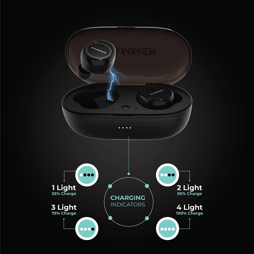 Hammer Airflow in Ear True Wireless Earbuds with Mic,Bluetooth 5.0, 3-4 Hours, 10m Range