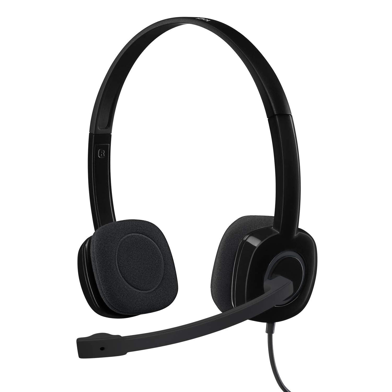 Logitech H151 Wired Headset with Noise-Cancelling Boom Microphone, 3.5 mm Analog Stereo for PC/Mac/Laptop, Black - A - onBeli