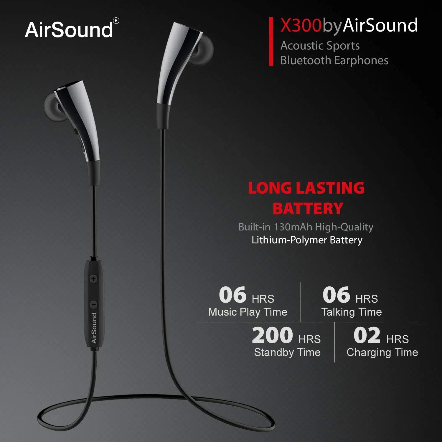 AirSound X300 Wireless Bluetooth in-Ear Headphones, Magnetic-Auto Pause/Auto-Play, HD Stereo & Mic