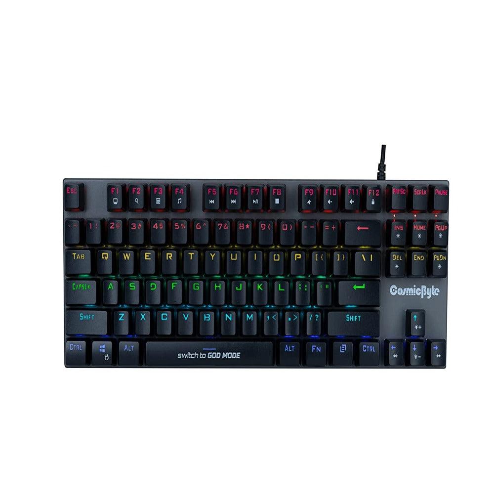 Cosmic Byte CB-GK-25 Pandora TKL Mechanical Keyboard with Outemu Blue Switches and Rainbow LED (Black/Grey)