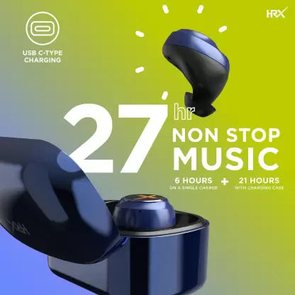 HRX X-Drops 9G with Quick Touch Technology Bluetooth Headset (Galaxy Blue, True Wireless)