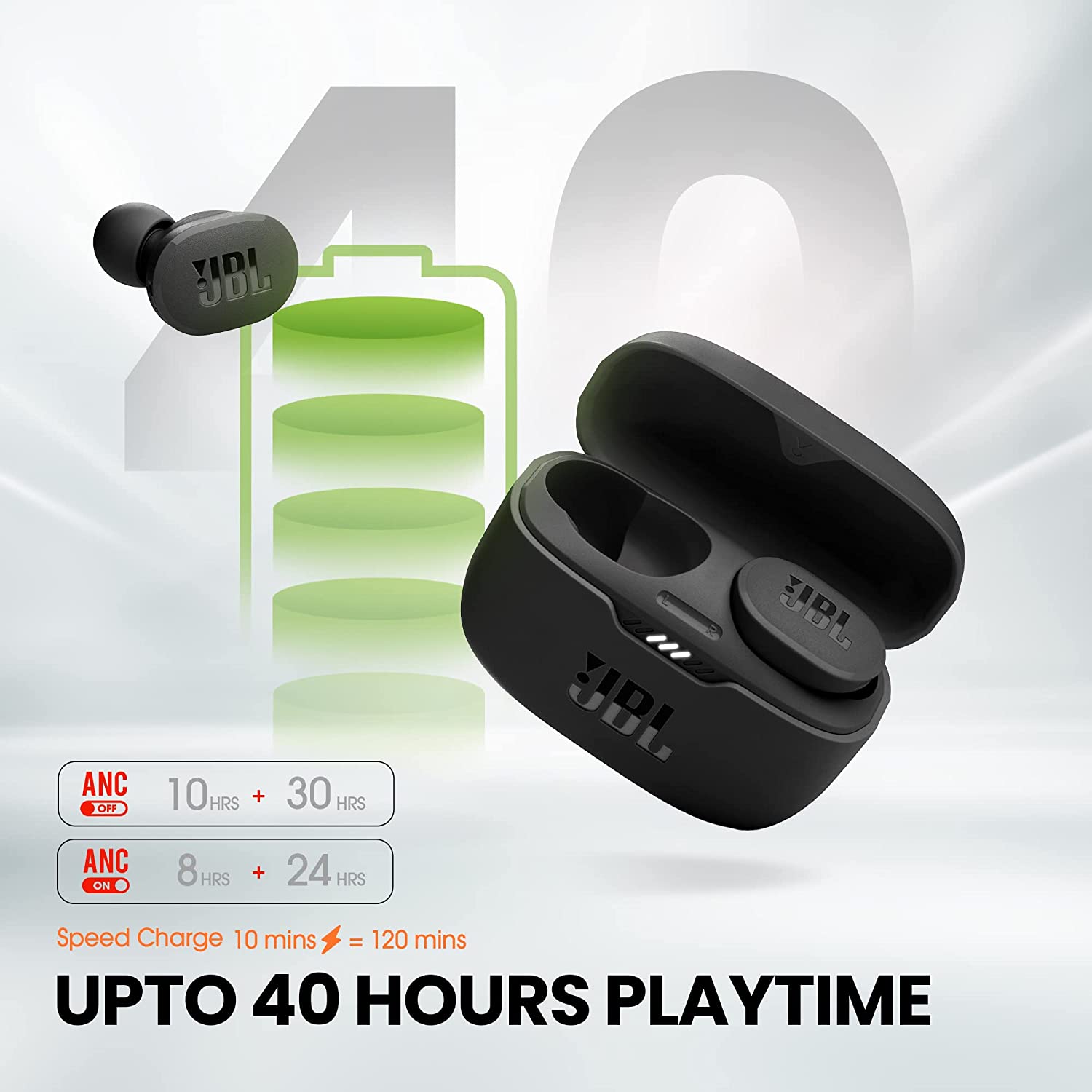 New JBL Tune 130NC TWS | Active Noise Cancellation Earbuds, JBL APP, 40Hrs, 4Mics for Clear Calls | BT 5.2 (Black)
